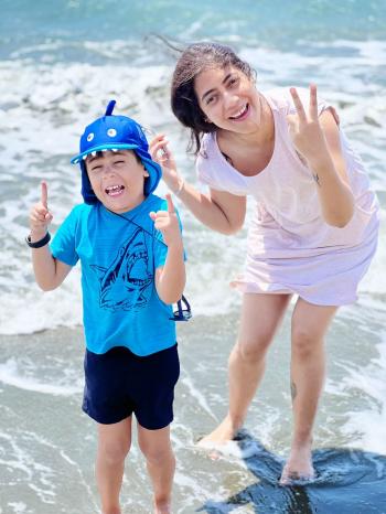 Young tourists enjoying Limassol beach