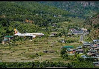 Druk Air flying Over Paro Valley