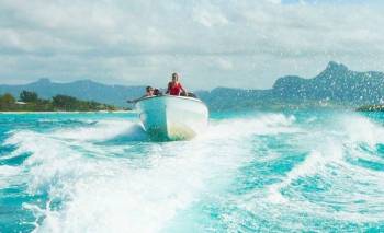 Marvelous Ile Aux Cerfs: Speed Boat, Parasailing, Lunch & Grse Waterfalls Tour